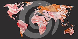 World map on black background with texture design photo
