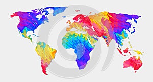 World map on white background with texture design photo