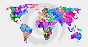 World map on white background with texture design photo