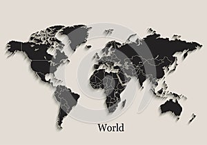 World map Black blackboard separate states individual