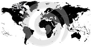 World Map black blank isolated on white