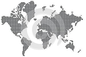 World map of black dots isolated on white, dotted design