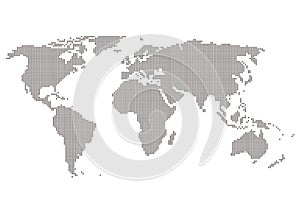 World map. Black gradient mosaic pattern. Vector illustration.