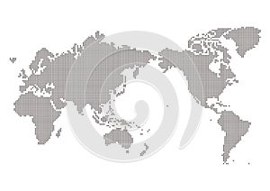 World map. Black gradient mosaic pattern. Vector illustration.