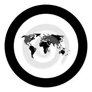 World map black icon in circle vector illustration