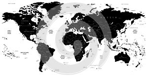 World Map black isolated on white