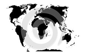 World map black silhouette on a white background. Vector graphics