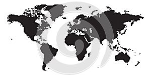 World map black squares white background isolated.