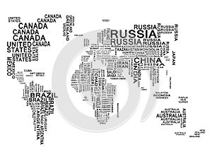 World map. Black on a white background