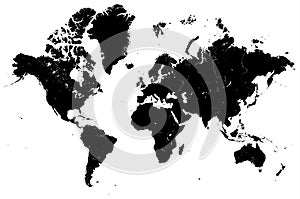 World map black white vector