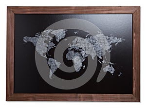 World map on blackboard table