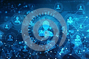 World map and blockchain peer to peer network, Global Network Concept