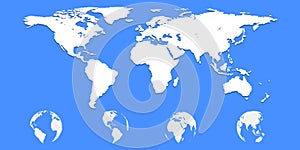 World map on blue background