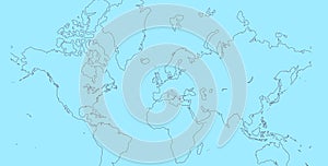 World Map in blue background line art