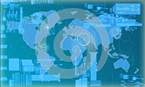 World map on a blue background. 3D Illustration.