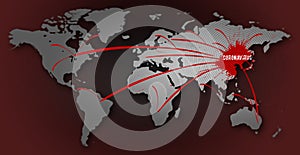 Coronavirus outbreak	with world map photo