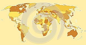 World map brown countries