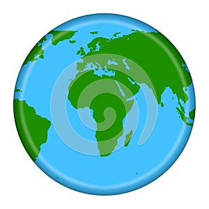 World map button 3d illustration with clipping path