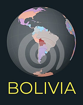 World map centered to Bolivia.
