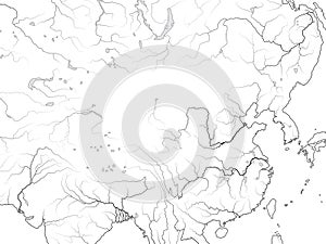 World Map of CHINA: Far East, China, Tibet, Mongolia, Dzungaria, Manchuria, Korea, Taiwan. Geographic chart. photo