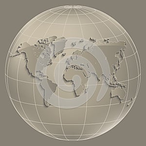 World map circle globe brown color