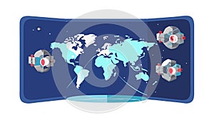 World Map with Circuitry. Global Digital Network, vector design Generative AI