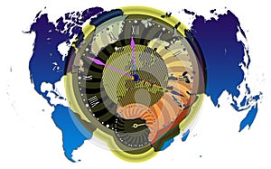 World map and clock1