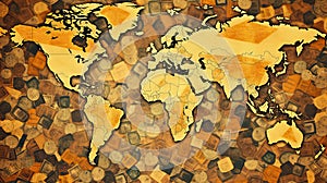 World map coins money background. Generative AI