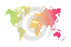 World map on colorful wall background