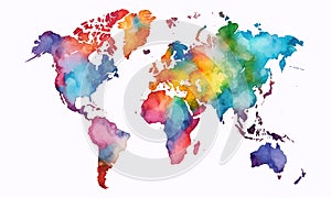World map colorful watercolor