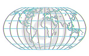 World map with colourful line