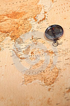 World map with compass showing Oceania photo