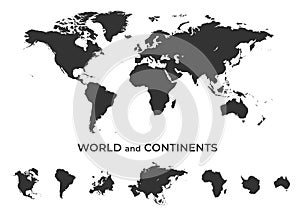 World map and continent set. isolated vector geographic template