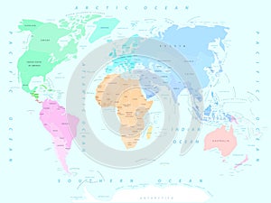 World map, continents vector illustration