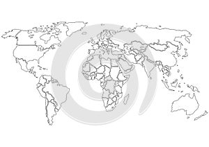 World map contours only photo