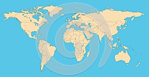 World map with countries borders.