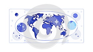 World Map with Data Flow and Network Grid, vector design Generative AI