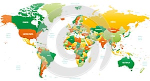 World map detailed political map with lables