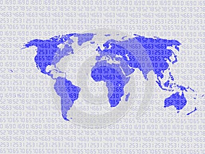 World map on digits as background represent innovation concept and global connection. Technology Background.