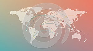World map displaying interconnected lines across continents, highlighting global