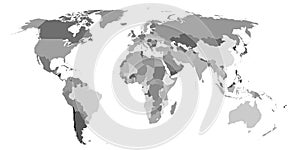 the world map divided by countries