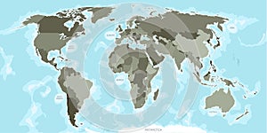 the world map divided by countries