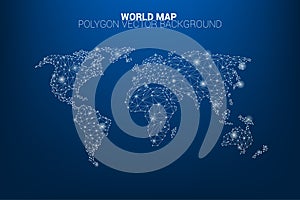 World map dot connection line polygon: concept of digital world, Data connection