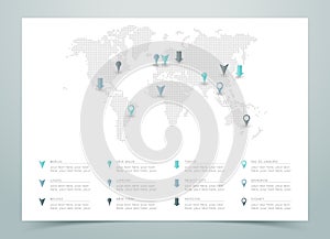 World Map Dotted Vector With Markers photo