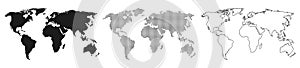 World Map Earth Planet in outline, dotted and line style, Map Earth template with continents - vector