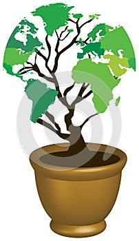 World map eco tree