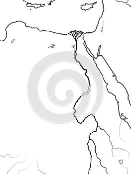 World Map of EGYPT, NUBIA, LIBYA: Ancient Egypt, Libya, Nubia, Nile River & Delta. Geographic chart.