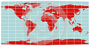 World Map - Equirectangular grid