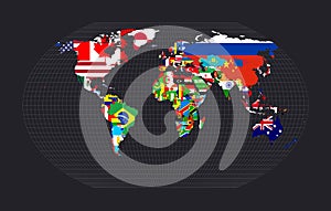 World map with flags.