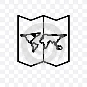 World Map Folded vector linear icon isolated on transparent background, World Map Folded transparency concept can be used for web